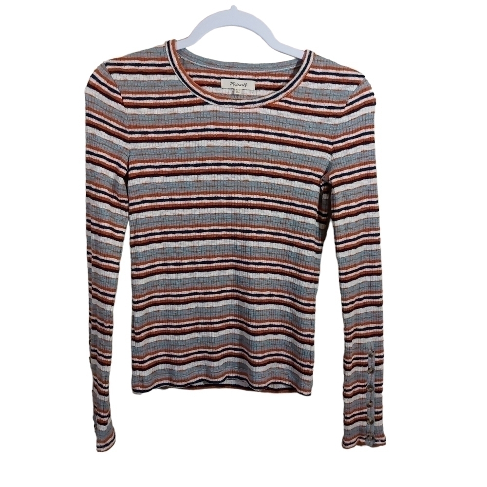 Madewell LADIES LONG SLEEVE THERMAL STRIPED TEE- XXS
